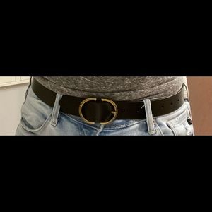Black belt, with gold buckle